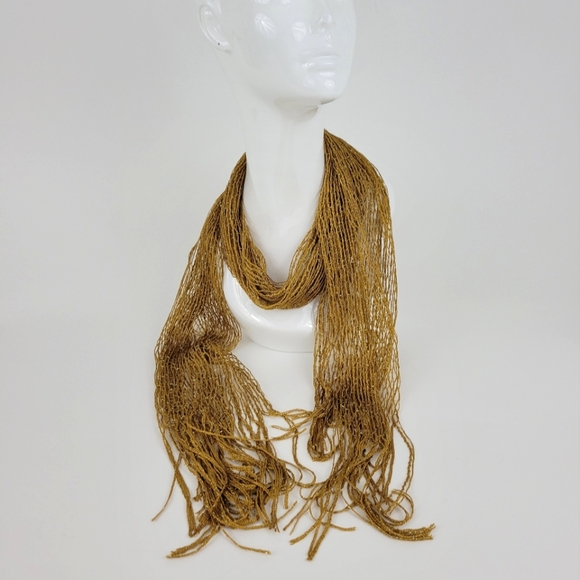 Accessories - Elegant Gold Fringe Scarf